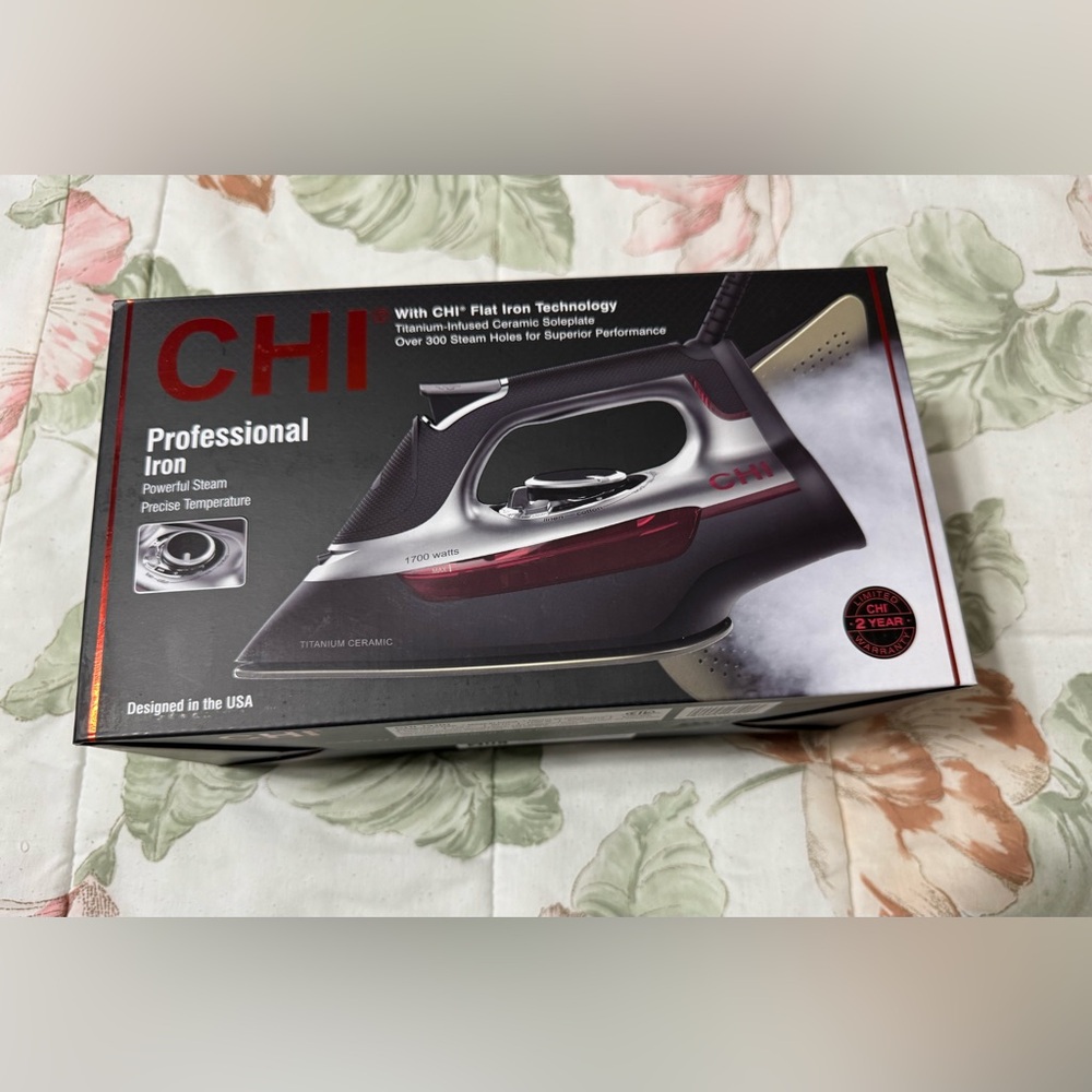 CHI Professional Titanium Ceramic Steam Iron in Black and Red